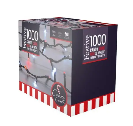 1000 Firefly Lights - Candy Cane