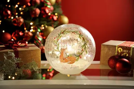 20cm BO Lit Xmas Wishes Crackle Effect Ball