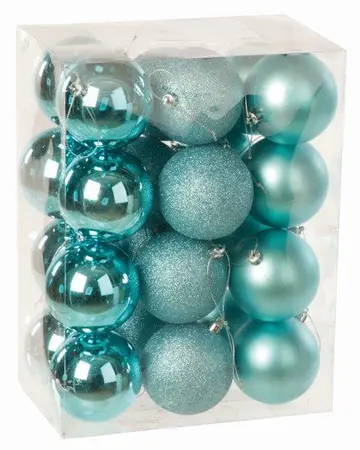 24 x 8cm Shiny/Matt/Glitter Balls in Box - Blue