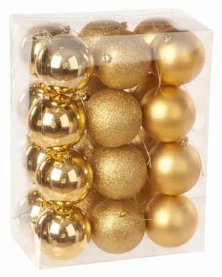 24 x 8cm Shiny/Matt/Glitter Balls in Box - Gold