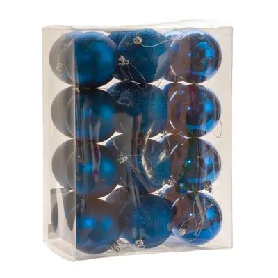 24 x 8cm Shiny/Matt/Glitter Balls - Royal Blue