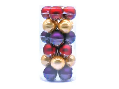 24pcs x 5cm Gold/Red/Purple Glass Balls in Tub