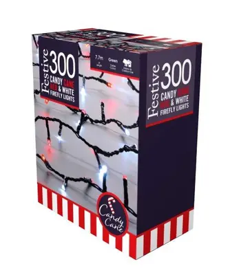 300 Candy Cane Firefly Lights