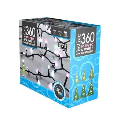 360 Glow-Worm Lights - Pink and White