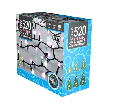 520 Glow-Worm Lights - Pink and White