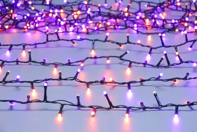 520 Halloween Glow-Worm Lights - Purple/Orange