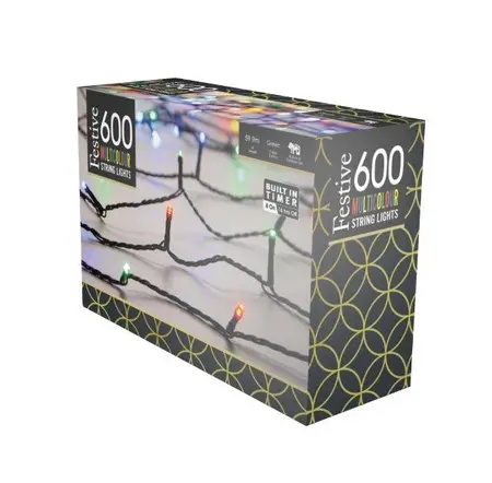 600 Multifunction Timer String Lights - Multicolour