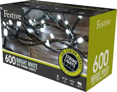 600 Multifunction Timer String Lights - White