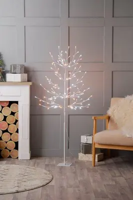 90cm White and Warm White Glow-Worm LED Twig Tree