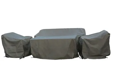 Aluminium 3 Seater Sofa, 2 Sofa Chairs & Rectangle Dual Height Table Set Cover - image 1