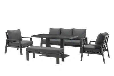 Bramblecrest Amsterdam 3 Seater Sofa with Rectangle Piston Adjustable Table, 2 Armchairs & Bench - image 3