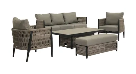 Bramblecrest Mauritius 3 Seater Sofa with Rectangle Dual Height Table, 2 Armchairs & Bench - image 4