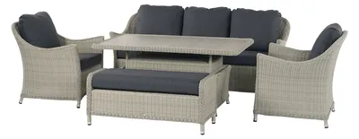 Bramblecrest Monterey Dove Grey Rattan 3 Seater Sofa, Adjustable Rectangle Table, 2 Armchair & Bench - image 2