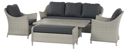 Bramblecrest Monterey Dove Grey Rattan 3 Seater Sofa, Adjustable Rectangle Table, 2 Armchair & Bench - image 3
