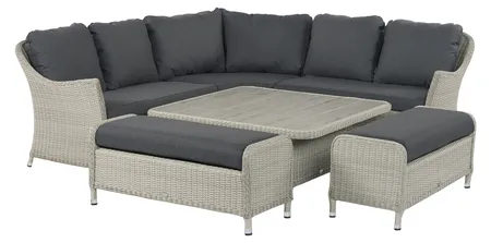 Bramblecrest Monterey Dove Grey Rattan Curved Corner Sofa with Square Dual Height Table & 2 Benches - image 5