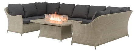 Bramblecrest Monterey Dove Grey Rattan U-Shaped Modular Sofa with Rectangle Coffee Table Fire - image 3
