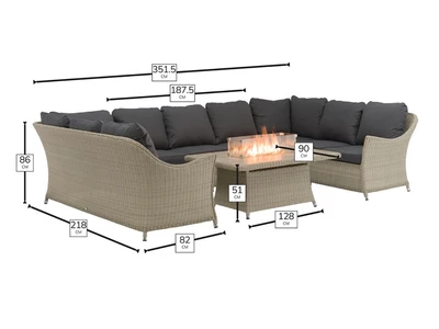 Bramblecrest Monterey Dove Grey Rattan U-Shaped Modular Sofa with Rectangle Coffee Table Fire - image 4