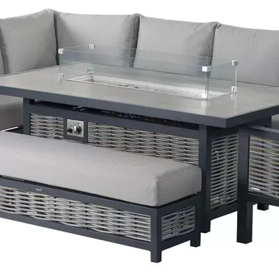 Bramblecrest Portofino Wicker L-Shape Sofa with Rectangle Firepit Table, Sofa Chair & Bench - image 4