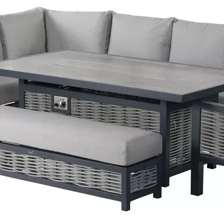 Bramblecrest Portofino Wicker L-Shape Sofa with Rectangle Firepit Table, Sofa Chair & Bench - image 5