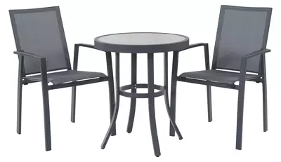 Bramblecrest Seville Textilene Round Bistro Table Set with 2 Seville Armchairs - image 2