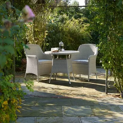 Bramblecrest Tetbury 80cm Tree-Free Round Bistro Table with 2 Armchairs - Nutmeg - image 1