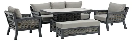 Bramblecrest Tuscan 3 Seat Sofa with 2 Sofa Chairs Rectangle Piston Adjustable Table & Bench - image 3