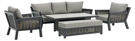 Bramblecrest Tuscan 3 Seat Sofa with 2 Sofa Chairs Rectangle Piston Adjustable Table & Bench - image 4