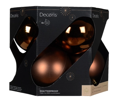 Decoris 10cm Shatterproof Baubles Espresso - Pack of 6 - image 1