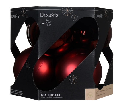 Decoris 10cm Shatterproof Baubles Oxblood - Pack of 6 - image 1