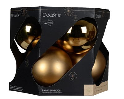 Decoris 10cm Shatterproof Baubles Pecan Brown - Pack of 6 - image 1