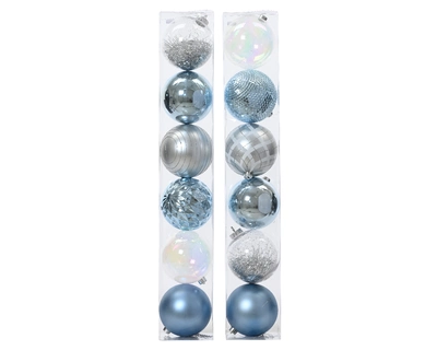 Decoris 15cm Shatterproof Baubles Blue Mix - Pack of 6