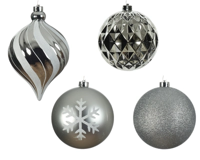 Decoris 15cm Shatterproof Baubles Silver Mix - Pack of 6 - image 2