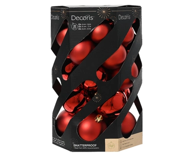 Decoris 6cm Shatterproof Baubles Christms Red - Pack of 30 - image 1