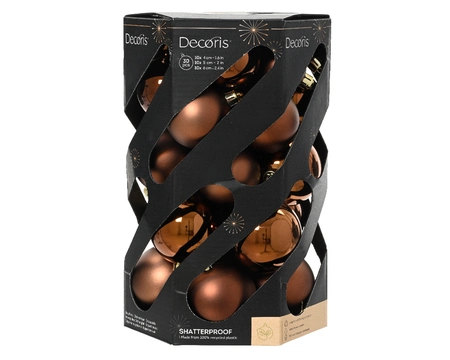 Decoris 6cm Shatterproof Baubles Espresso - Pack of 30 - image 1