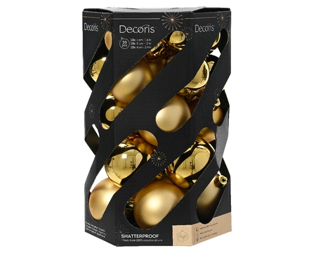 Decoris 6cm Shatterproof Baubles Light Gold - Pack of 30 - image 1