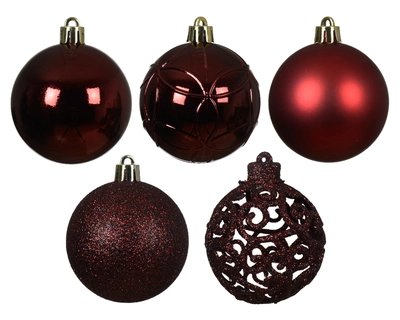 Decoris 6cm Shatterproof Baubles Oxblood - Pack of 35 - image 2