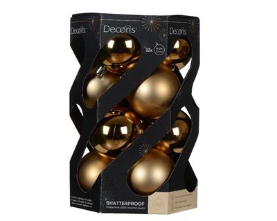 Decoris 6cm Shatterproof Baubles Pecan Brown - Pack of 12 - image 1