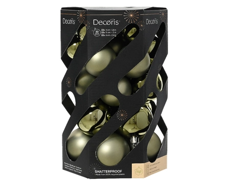 Decoris 6cm Shatterproof Baubles Pine Green - Pack of 30 - image 1