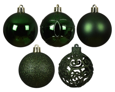 Decoris 6cm Shatterproof Baubles Pine Green - Pack of 35 - image 2