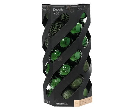 Decoris 6cm Shatterproof Baubles Pine Green - Pack of 35 - image 1