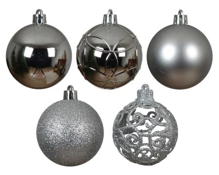 Decoris 6cm Shatterproof Baubles Silver - Pack of 35 - image 2