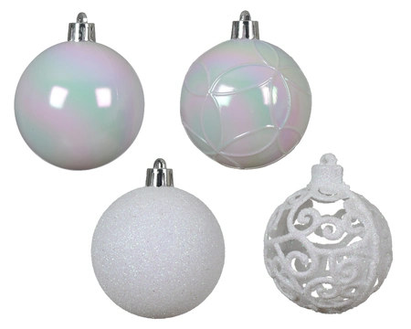 Decoris 6cm Shatterproof Baubles White Iris - Pack of 35 - image 2