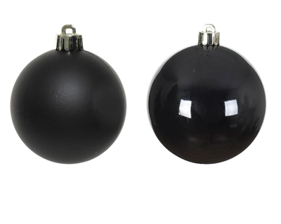 Decoris 8cm Shatterproof Baubles Black - Pack of 6 - image 2