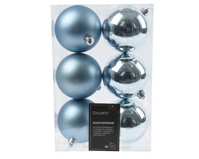 Decoris 8cm Shatterproof Baubles Blue Ice - Pack of 6 - image 1