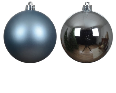 Decoris 8cm Shatterproof Baubles Blue Ice - Pack of 6 - image 2