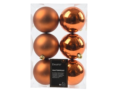 Decoris 8cm Shatterproof Baubles Warm Cider - Pack of 6 - image 1