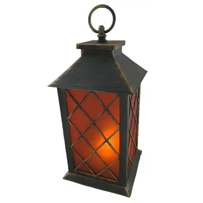 Festive Christmas Lantern with Flame Black 27cm 