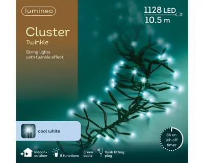 Kaemingk Lumineo Cluster LED 1128 - Cool White, Green Wire - image 1