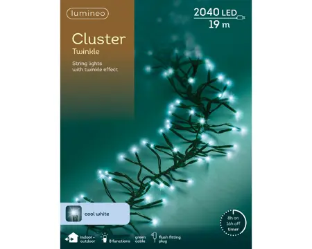 Kaemingk Lumineo Cluster LED 2040 - Cool White, Green Wire - image 1