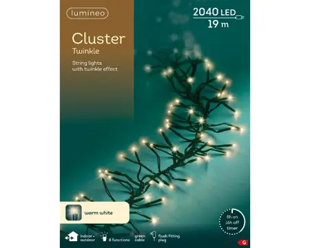 Kaemingk Lumineo Cluster LED 2040 - Warm White, Green Wire - image 1